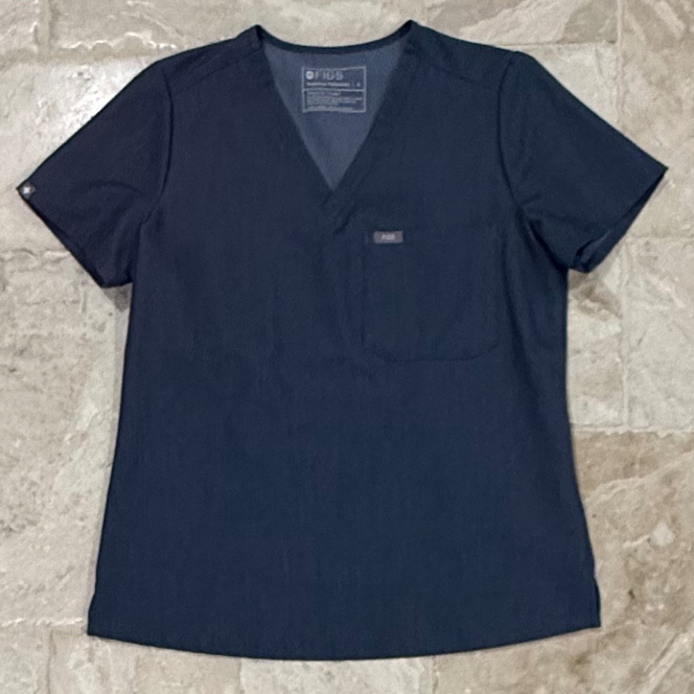 FIGS Denim Blue Catarina Scrub Top (Size S)